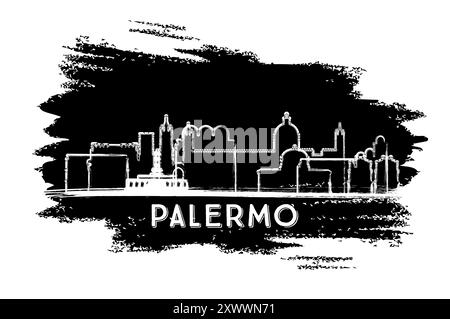 Palermo Italien Skyline Silhouette. Handgezeichnete Skizze. Business Travel and Tourism Konzept mit moderner Architektur. Vektorabbildung. Stock Vektor