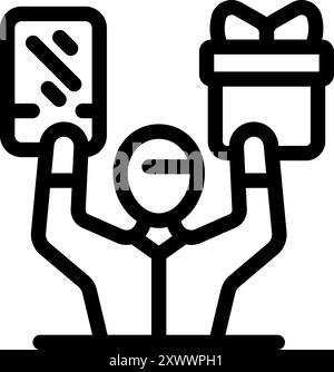 Geschäftsmann hat eine Kreditkarte und eine Geschenkbox, die die Vorteile von Bonusprogrammen darstellt Stock Vektor