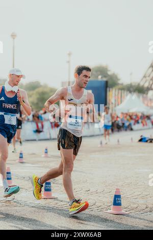 Diego Garcia, der am Walking bei den Olympischen Spielen 2024 in Paris teilnahm. Stockfoto