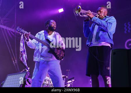 Crickhowell, Powys, Wales 18. August Ezra Collective Plays beim Green man Festival, 2024 Stockfoto