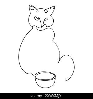 Katzenvektor mit kontinuierlicher einzeiliger Kunstzeichnung. Neues minimalistisches Design Minimalismus Tier Haustier der Katze Illustration. Stock Vektor