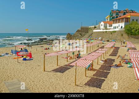 Das portugiesische Küstendorf São Pedro de Moel in der Nähe der Hauptstadt Marinha Grande, Bezirk Leiria, Portugal. Stockfoto