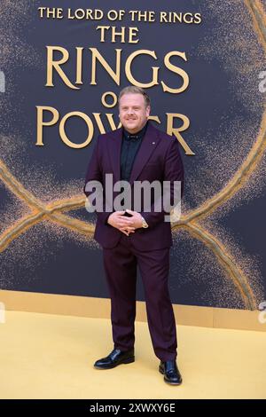 London, Großbritannien, 20. August 2024. Owain Arthur ist am 20. August 2024 bei The Lord of the Rings: The Rings of Power, Staffel 2 World Premiere im BFI Southbank in London, England, Großbritannien. Quelle: S.A.M./Alamy Live News Stockfoto