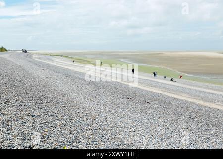 Schindelbank Pointe du Hourdel, Somme. Frankreich Stockfoto