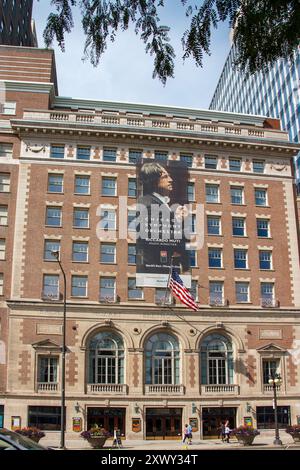 Die Fassade des Orchestra Hall-Gebäudes, Heimat des Chicago Symphony Center, Chicago, IL, USA Stockfoto