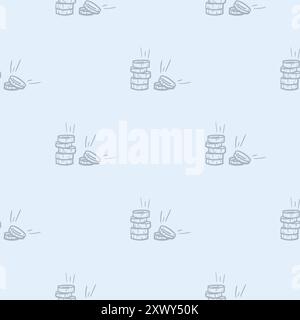 Nahtloses Muster mit Geld, Vermögen, Geschäft und Finanzen. Einfache Vektorillustration mit sich wiederholenden Goldmünzsymbolen Stock Vektor