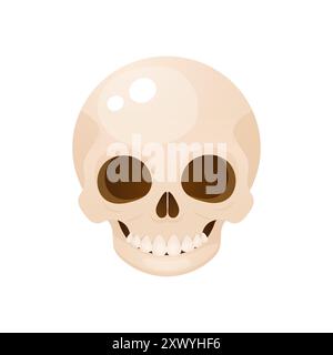 Halloween Cartoon Schädelillustration. Vektorillustration auf weißem Hintergrund. Knochen Stock Vektor