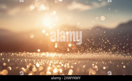 Glitzernde Glitzer- und Bokeh-Schneeflocken, weiches Licht, Winter Wonderland – traumhafte Schneeszene mit eleganter weihnachtlicher Atmosphäre Stockfoto