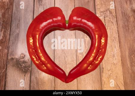 Herzform aus rotem Paprika Stockfoto
