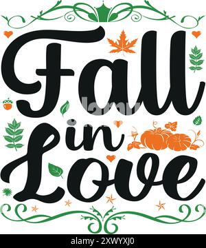 Herbst SVG Design Schriftenkonzept Typografie T-Shirt Design Stock Vektor