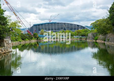 Edion Peace Wing Hiroshima im Bau, Hiroshima City, Hiroshima, Japan. Stockfoto