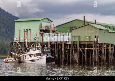 Blick von der Fischerstadt Petersburg auf Mitkof Island, Südost-Alaska, Pazifik, Vereinigte Staaten von Amerika, Nordamerika Stockfoto