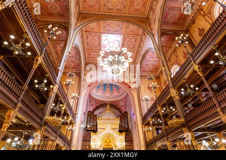 Innenbereich der Synagoge in der Straße von Dohany, Budapest, Ungarn, Europa Stockfoto