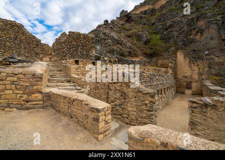 Archäologische Stätte von Ollantaytambo, Bezirk Ollantaytambo, Heiliges Tal, Provinz Urubamba, Region Cusco (Cuzco), Peru, Südamerika Stockfoto