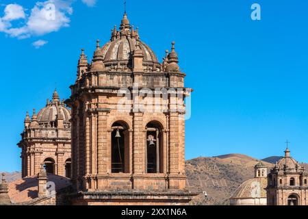 Detail der Glockentürme der Kathedrale von Cusco (Cuzco), UNESCO-Weltkulturerbe, Cusco (Cuzco), Provinz Cusco, Region Cusco, Peru, Südamerika Stockfoto