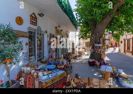 Blick auf Souvenirladen in Theologos, Theologos, Thassos, Ägäis, griechische Inseln, Griechenland, Europa Stockfoto