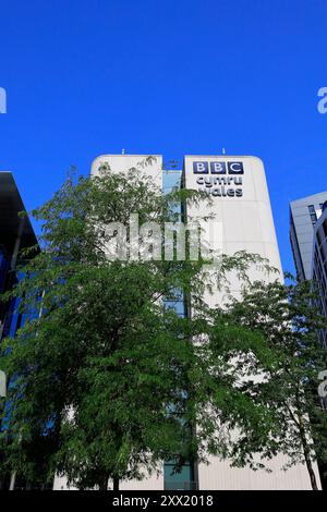 Neues BBC Cymru Wales Gebäude, Cardiff, South Wales, Großbritannien. Vom August 2024 Stockfoto