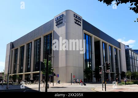 Neues BBC Cymru Wales Gebäude, Central Square, Cardiff, South Wales, Großbritannien. Vom August 2024 Stockfoto