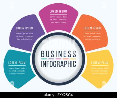 Circle Infografik Design 5 Schritte, Objekte, Elemente oder Optionen Geschäftsinformationsvorlage Stock Vektor