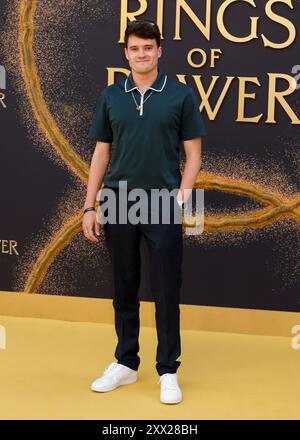 London, Großbritannien. August 2024. Sam Lewis nimmt an der Premiere der Lord of the Rings: The Rings of Power im BFI Southbank in Waterloo Teil. (Foto: Cat Morley/SOPA Images/SIPA USA) Credit: SIPA USA/Alamy Live News Stockfoto