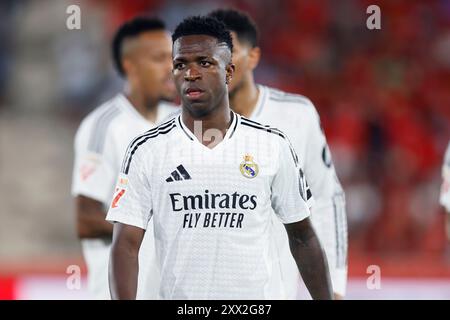 Palma de Mallorca, Spanien. Quelle: D. 18. August 2024. Vinicius Junior (Real) Fußball/Fußball : spanisches Spiel "La Liga EA Sports" zwischen RCD Mallorca 1-1 Real Madrid im Mallorca Son Moix Stadion in Palma de Mallorca, Spanien. Quelle: D . Nakashima/AFLO/Alamy Live News Stockfoto