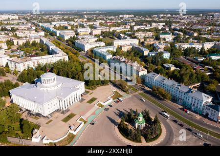 Luftaufnahme der russischen Stadt Dserschinsk Stockfoto