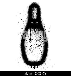 Lackiertes Graffiti Bowling-Symbol, isoliert mit weißem Hintergrund gesprüht. Stock Vektor