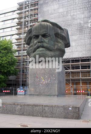 Karl-Marx-Denkmal, Bildhauerei von Lev Kerbel, 1971 in Chemnitz eingeweiht Stockfoto