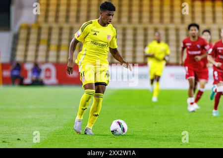 Barcelos, Portugal. August 2024. John Mercado (AVS) im Spiel der Liga Portugal zwischen den Teams Gil Vicente FC und AVS im Estadio Cidade de Barcelos gewann Gil Vicente FC 4-2 Credit: SOPA Images Limited/Alamy Live News Stockfoto