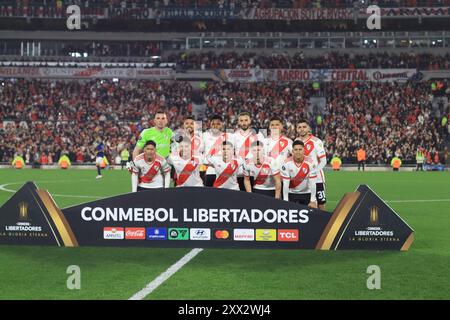 Argentinien. August 2024. Buenos Aires, 21.08.2024: Of feiert sein Tor während des Spiels um die 16. Runde des Libertadores Cup im Mas Monumental Stadium ( Credit: Néstor J. Beremblum/Alamy Live News) Stockfoto