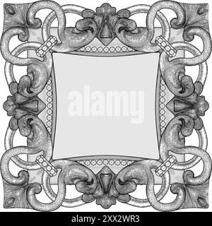Gothic Frame Vektor. Eine Illustration Eines gotischen Vintage Retro-Rahmens isoliert auf weißem Hintergrund. Stock Vektor