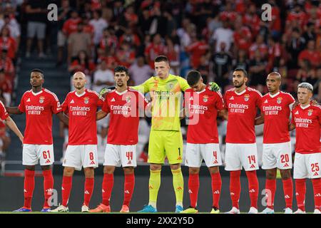 Lissabon, Portugal. August 2024. Das Team von SL Benfica, das während des Spiels der Liga Portugal zwischen den Teams SL Benfica und Casa Pia AC im Estadio da Luz SL Benfica in Aktion war, gewann 3-0 Credit: SOPA Images Limited/Alamy Live News Stockfoto