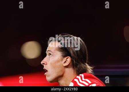 Lissabon, Portugal. August 2024. Alvaro Carreras (SL Benfica), das während des Spiels zwischen den Teams SL Benfica und Casa Pia AC im Estadio da Luz SL Benfica im Jahr 3-0 zu sehen war, gewann den Titel SOPA Images Limited/Alamy Live News Stockfoto