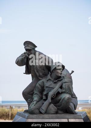 Utah Beach, Frankreich: 19. August 2024: Statue der US-Soldaten in Utah Beach, Normandie, Frankreich Stockfoto