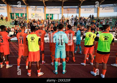 Team of Boavista feiert während des Liga Portugal Spiels zwischen den Teams Casa Pia AC und Boavista FC im Estadio Municipal Rio Maior Boavista FC gewann 1-0 Stockfoto