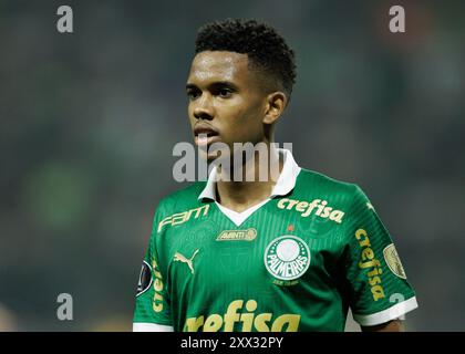 Sao Paulo, Brasilien. August 2024. Fußball - Libertadores Cup - Palmeiras gegen Botafogo - Allianz Parque Stadium. Palmeiras’s Estêvão in Action The Match Credit: Vilmar Bannach/Alamy Live News Stockfoto