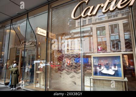 Cartier Luxusschmuckgeschäft für Waren im Stadtzentrum von George Street Sydney, New South Wales, Australien Stockfoto