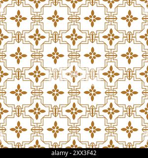 Nahtloses Blumenmuster. Sich wiederholender goldener Hintergrund. Abstraktes, luxuriöses Design für Prints. Wiederholte geometrische Textur. Wiederhole das feine grafische Geo-Design Stock Vektor