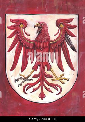 Stilisierte handgefertigte Illustration mit dem Wappen des Landes Brandenburg. Stockfoto