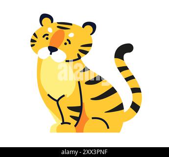 Niedliches Tigerjunges - modernes, flaches Design, Einzelbild Stock Vektor