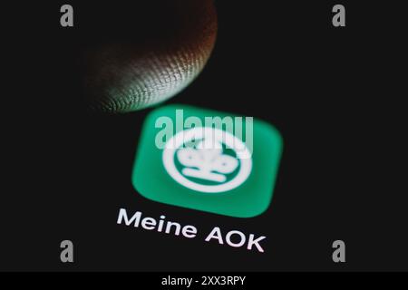 Berlin, Deutschland. August 2024. Die App nutzt auch das Display eines Smartphones. Berlin, 22. August 2024. Quelle: dpa/Alamy Live News Stockfoto