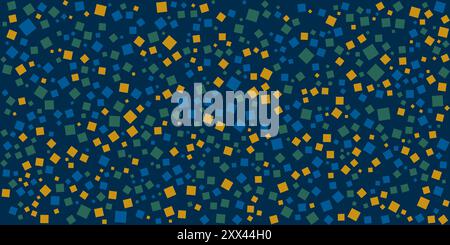 Verschiedene farbenfrohe Muster mit zufällig platzierten, zufälligen und ausgerichteten Quadraten - Textur, Hintergrund, Designelement im bearbeitbaren Vektorformat Stock Vektor