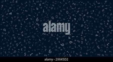 Verschiedene dunkle bunte, zufällig platzierte und ausgerichtete Zahlenmuster - Textur, Hintergrund, Designelement im bearbeitbaren Vektorformat Stock Vektor