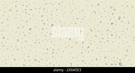 Verschiedene farbenfrohe, nach dem Zufallsprinzip platzierte und ausgerichtete Zahlenmuster - Textur, Hintergrund, Designelement im bearbeitbaren Vektorformat Stock Vektor
