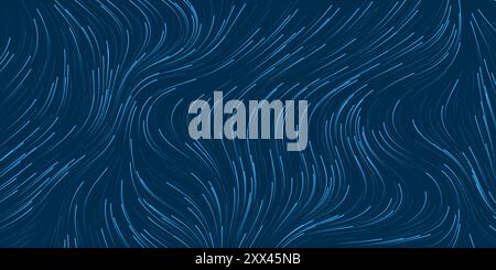 Dunkelblaues geschwungenes, vertikal fließendes Streifenmuster - moderner Stil Futuristischer digital generierter abstrakter Hintergrund, Kreatives Design in Bearbeitung Stock Vektor