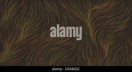 Dunkles kurvenförmiges, vertikal fließendes Streifenmuster - moderner, digital generierter abstrakter Hintergrund, kreatives Design in bearbeitbarer Vektorform Stock Vektor
