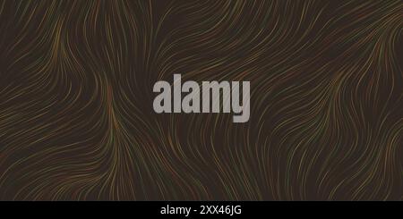 Dunkles kurvenförmiges, vertikal fließendes Streifenmuster - moderner, digital generierter abstrakter Hintergrund, kreatives Design in bearbeitbarer Vektorform Stock Vektor