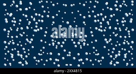 Abstraktes weißes und blaues Punktmuster - zufällig platzierte beleuchtete Kugeln - geometrische Textur mit Kugeln, Generative Kunst, Vektor-Hintergrund Stock Vektor