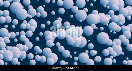 Abstraktes graues und blaues 3D-Kugelmuster - geometrische Textur mit zufällig platzierten Kugeln, Generative Art, Vektorhintergrund Stock Vektor