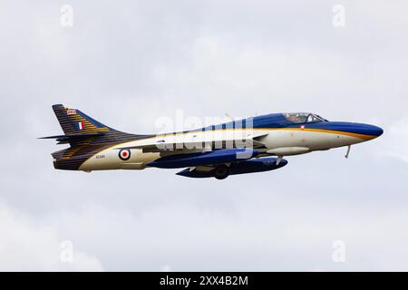 Hawker Hunter T72 Trainer Restauration historischer Jet von Hawker Hunter Aviation Ltd, ausgestellt im RAF Syerston Air Cadet Space Camp, Familientag Air Show Stockfoto